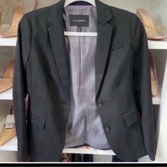 BANANA REPUBLIC classic blazer Size 00P Black Pockets Lined Business - Picture 7 of 13